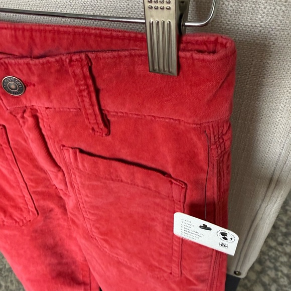 Free People Velvet Kick Flare Pants Red Dahlia High Rise NWT Size 2 - Picture 3 of 9